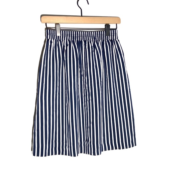4 J. Crew Merchandile Navy Striped Pleated Skirt - Picture 5 of 10